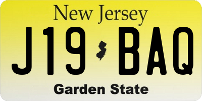 NJ license plate J19BAQ