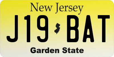 NJ license plate J19BAT