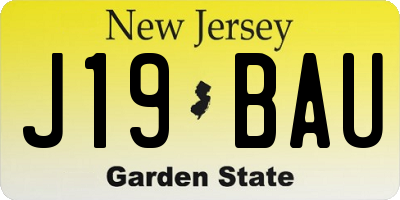 NJ license plate J19BAU