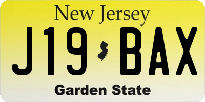 NJ license plate J19BAX