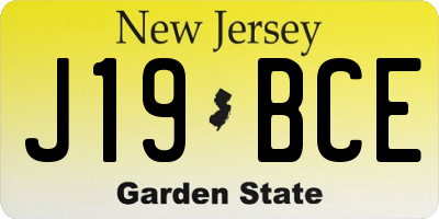 NJ license plate J19BCE
