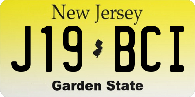 NJ license plate J19BCI