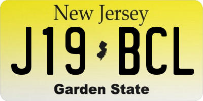NJ license plate J19BCL