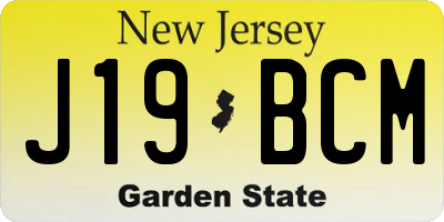 NJ license plate J19BCM