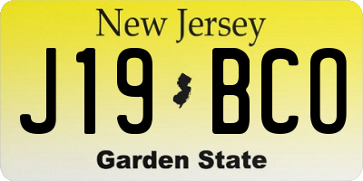 NJ license plate J19BCO