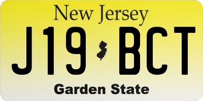 NJ license plate J19BCT
