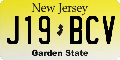 NJ license plate J19BCV