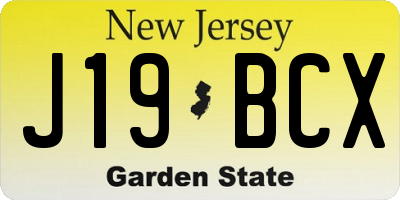 NJ license plate J19BCX