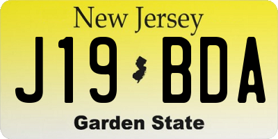NJ license plate J19BDA