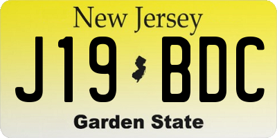 NJ license plate J19BDC