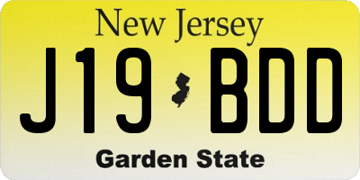NJ license plate J19BDD