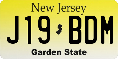 NJ license plate J19BDM