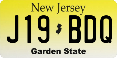 NJ license plate J19BDQ