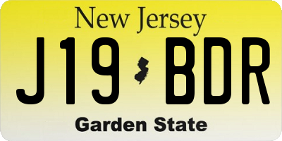 NJ license plate J19BDR