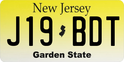 NJ license plate J19BDT