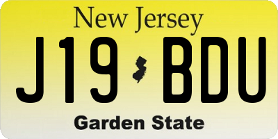 NJ license plate J19BDU