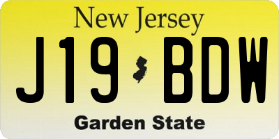 NJ license plate J19BDW