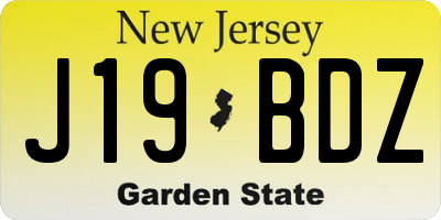 NJ license plate J19BDZ
