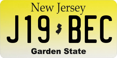 NJ license plate J19BEC