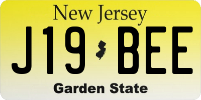 NJ license plate J19BEE