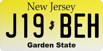 NJ license plate J19BEH
