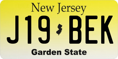 NJ license plate J19BEK