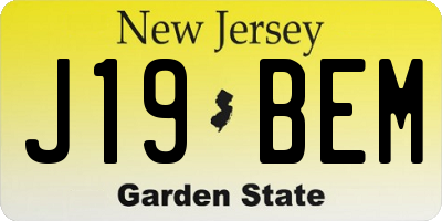 NJ license plate J19BEM
