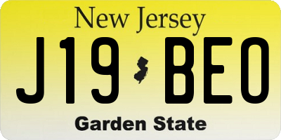 NJ license plate J19BEO