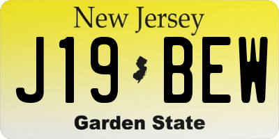 NJ license plate J19BEW