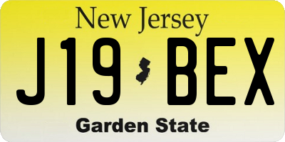 NJ license plate J19BEX