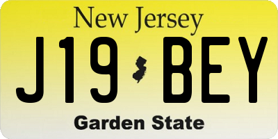 NJ license plate J19BEY