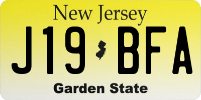 NJ license plate J19BFA