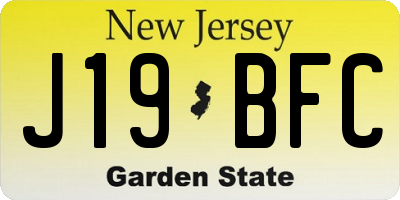 NJ license plate J19BFC