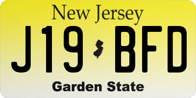 NJ license plate J19BFD