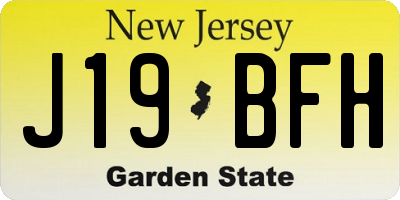 NJ license plate J19BFH
