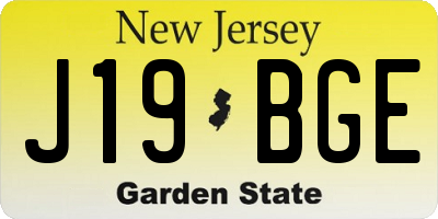 NJ license plate J19BGE