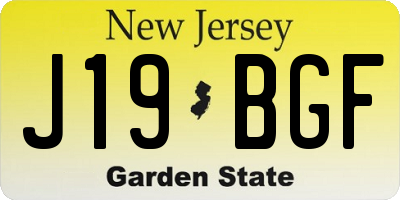NJ license plate J19BGF