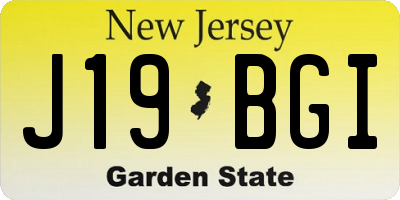 NJ license plate J19BGI