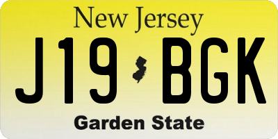 NJ license plate J19BGK