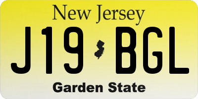 NJ license plate J19BGL