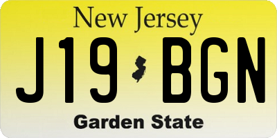 NJ license plate J19BGN