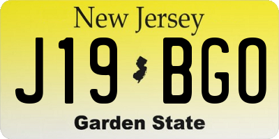 NJ license plate J19BGO