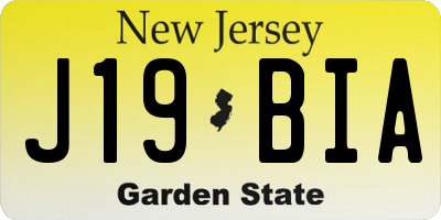 NJ license plate J19BIA