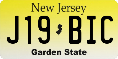 NJ license plate J19BIC