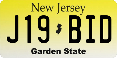 NJ license plate J19BID