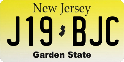 NJ license plate J19BJC