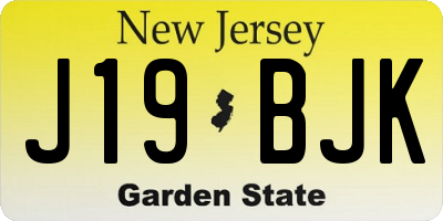 NJ license plate J19BJK