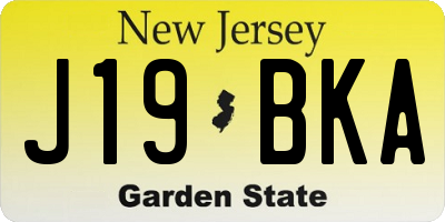 NJ license plate J19BKA