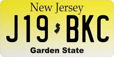 NJ license plate J19BKC