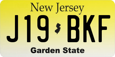 NJ license plate J19BKF